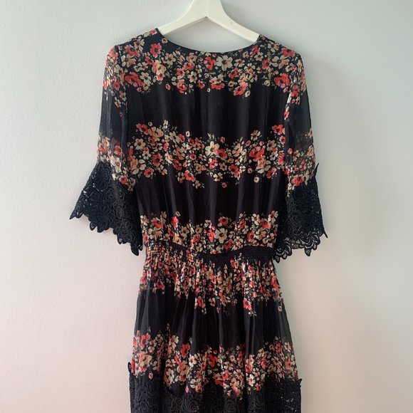 Women's Silk Black Cut-out Mini Dress - Picture 2 of 4